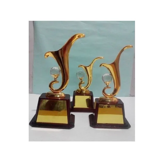 Metal Crystal Star Award Trophy With Square Black Base Souvenir Gold Plated Stylish Fancy Vintage