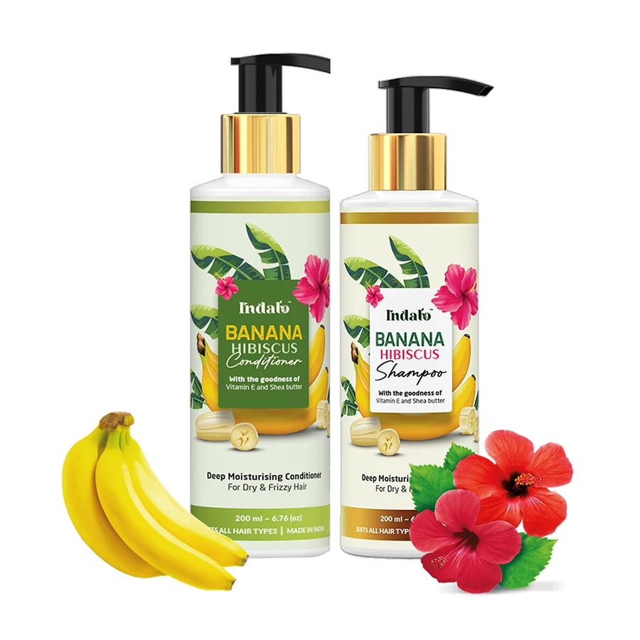 High Quality Banana Hibiscus Shampoo Conditioner Set Organic Vegan Cream for Nourishing Moisturizing Hair-Repairing for Adults