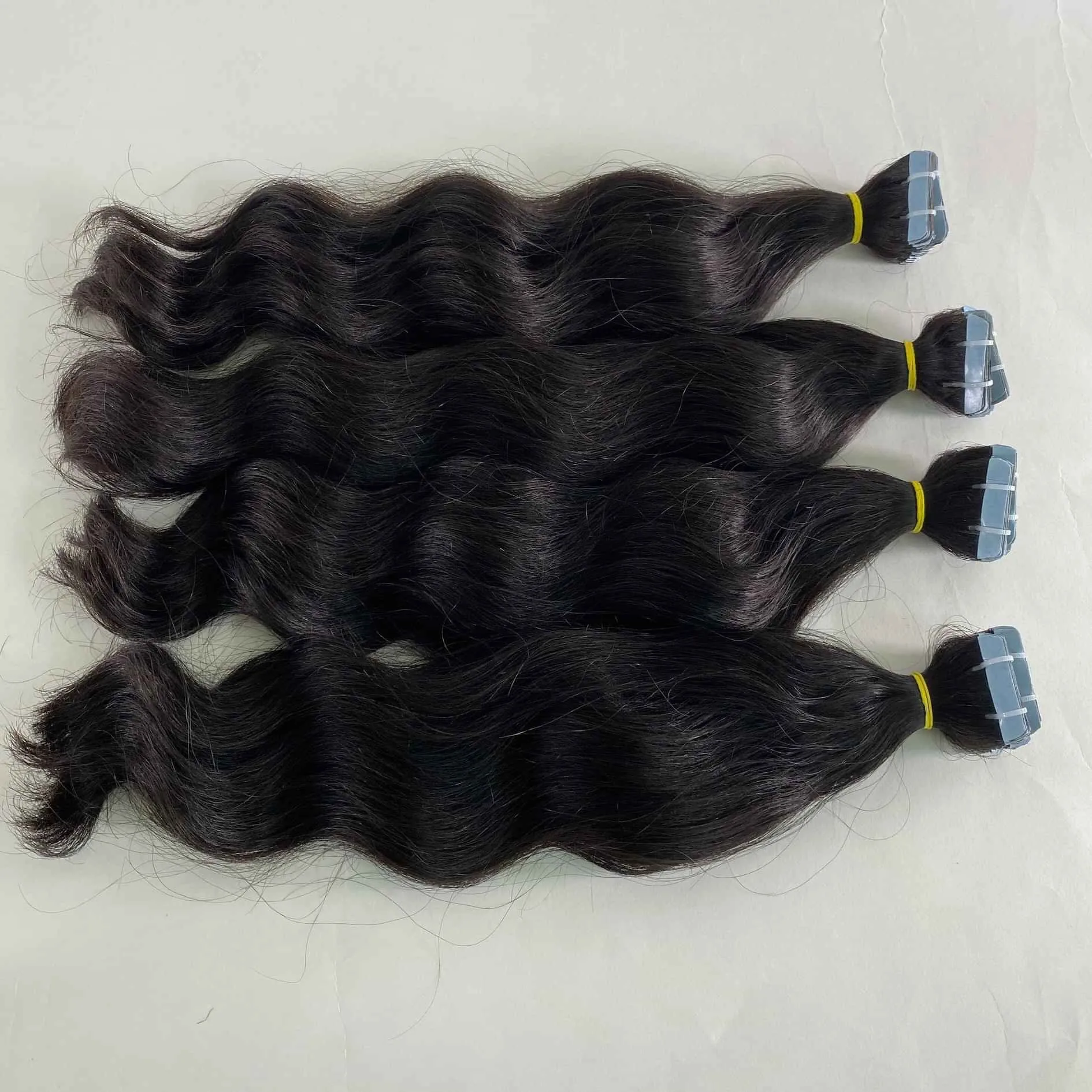 Оптовая цена вьетнамские двухсторонние накладные человеческие волосы с лентой 100% натуральные девственные неповрежденные супер двойные