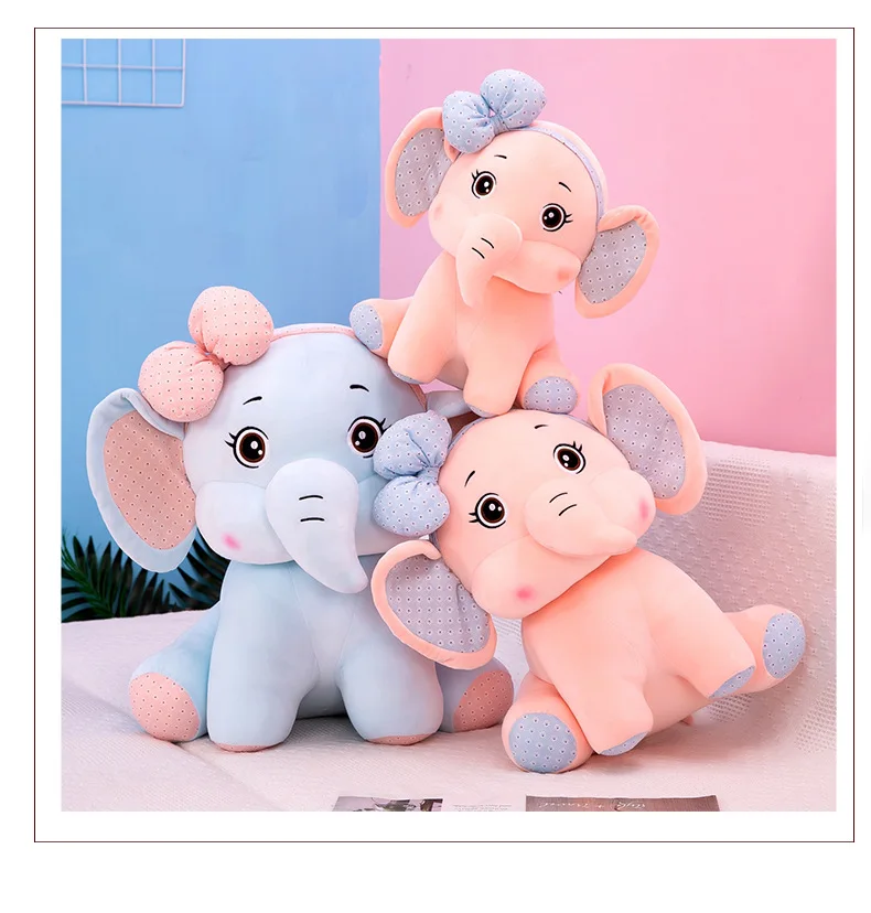 New Bow Elephant Plush Toy Doll Love Doll Girls Birthday Gifts Wholesale Customization