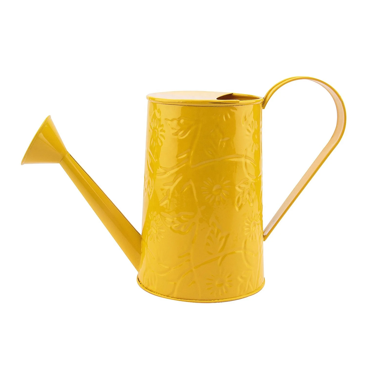 Home Garden Daily Usage Yellow Color Powder Coated Water Can Top Quality Iron Metal Unique Design Custom Shape Watering Can