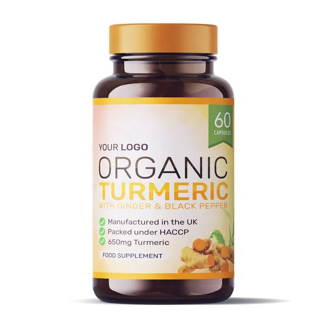 
Organic Turmeric Health Food Supplements Immunity Round Premium Bottle Europe Private Label Nutrition Wholesale Diet Supplements 