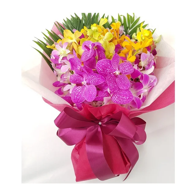 
Thai Fresh Cut Orchid Flower Wedding Bouquet Bridal Gift Box Premium Quality 