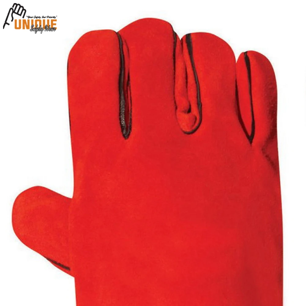 
Comfortable Double Palm Welding Gloves Goatskin With Extra Length Cowhide Split Heat/Fire Resistant Welding Gloves 