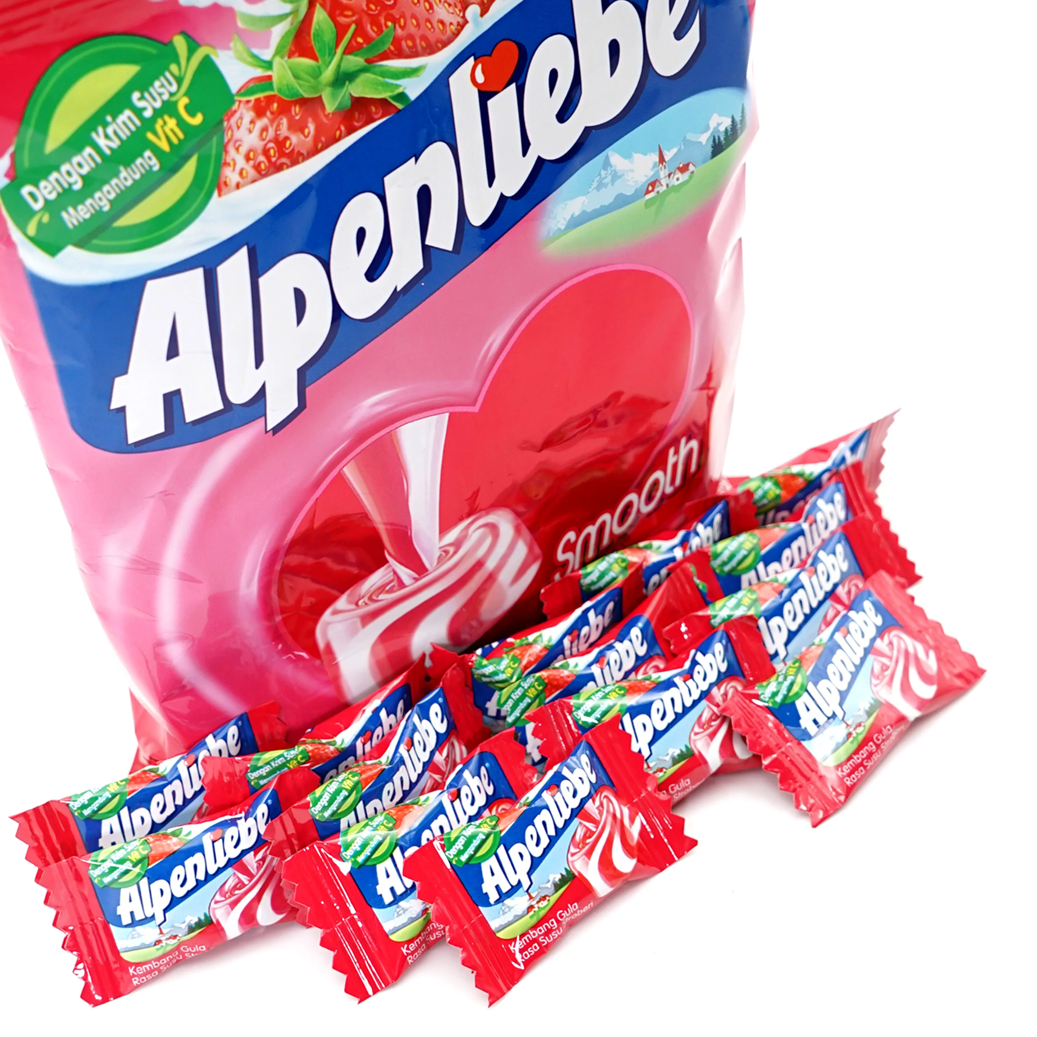
New Product Candy Kids Alpenliebe Starwberry 112g With Caramel with Healthy Milk 