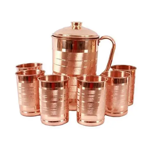 copper jug and glasses copper water jug embossed copper jug ( 1 l.)