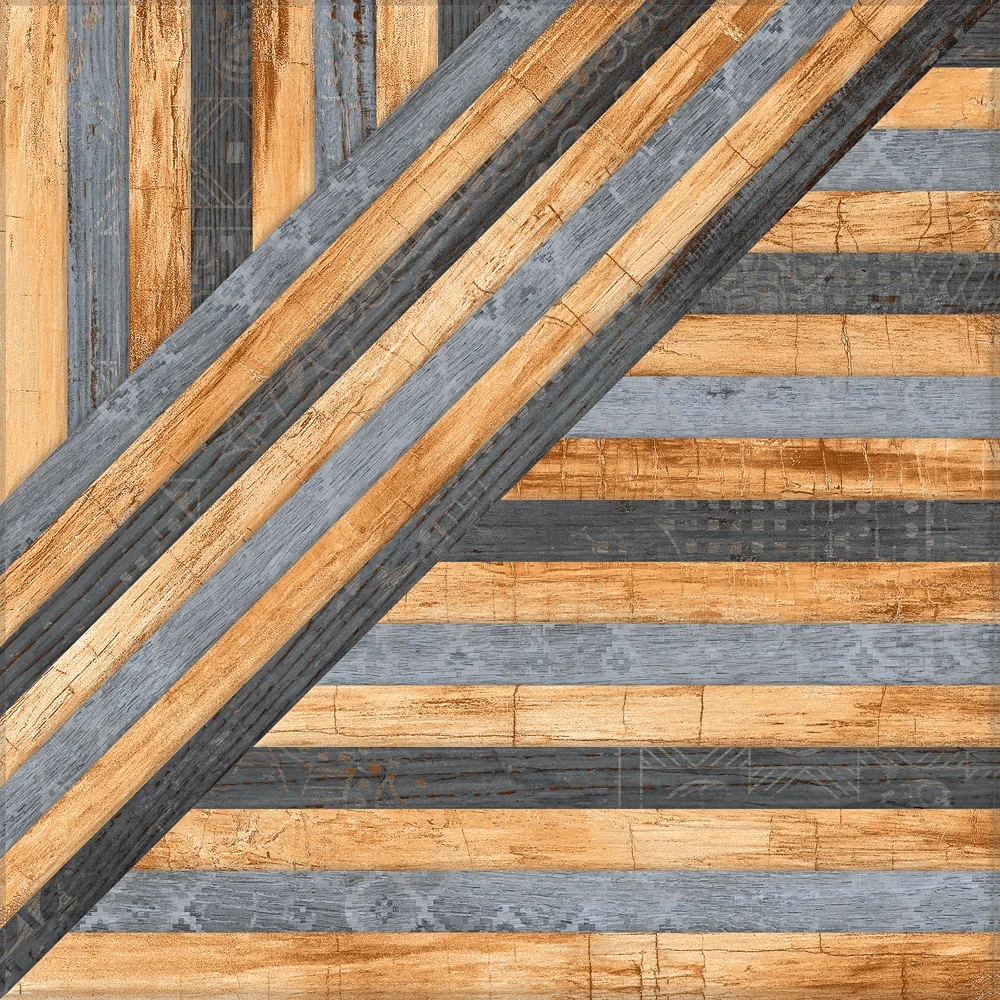 Digital Print 400x400MM Gray Timber Ash Wooden Look Porcelain Parking Tile Wood Plank Design for Outdoor Floor Use