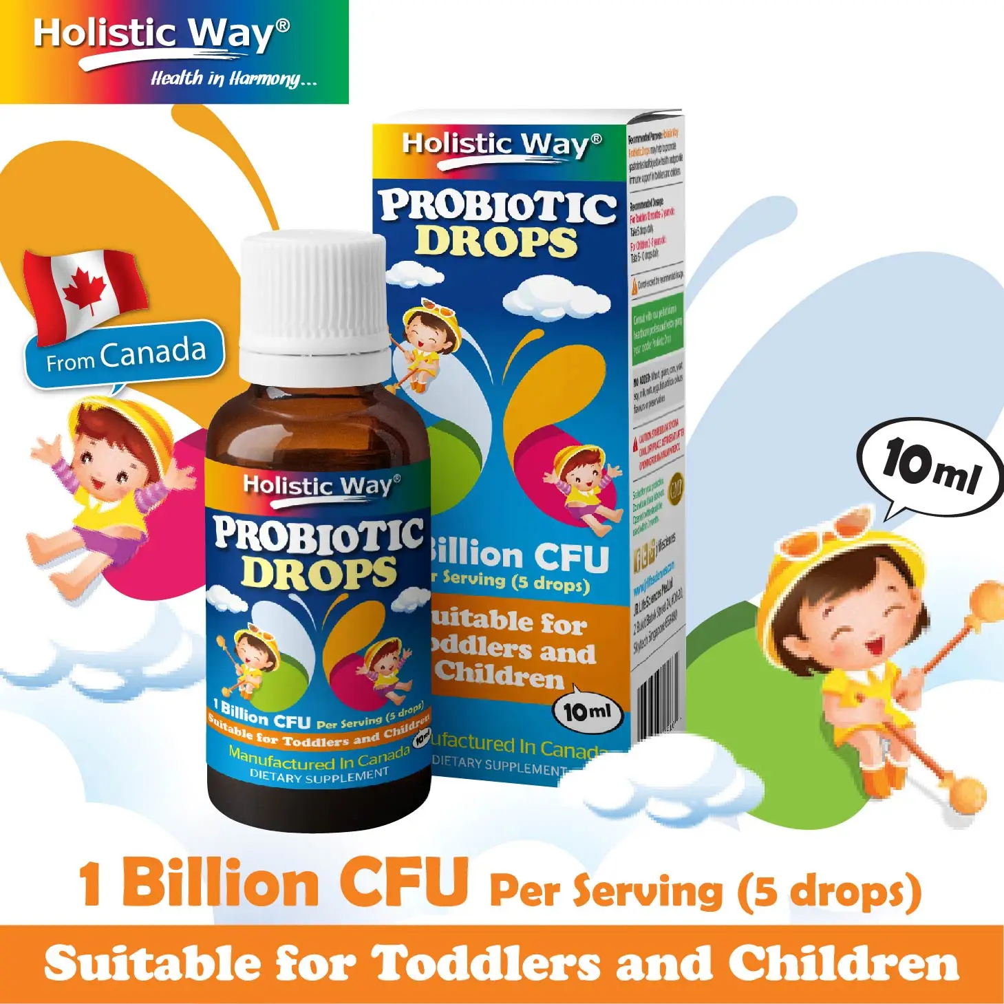 
Promote Digestion Holistic Way Probiotic Drops (10ml) Suitable Dietary Supplement Toddlers And Children 