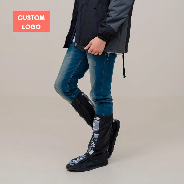 Брендовый логотип боковая молния водонепроницаемый нейлоновый Тканевый Резиновый чехол для дождевых сапог