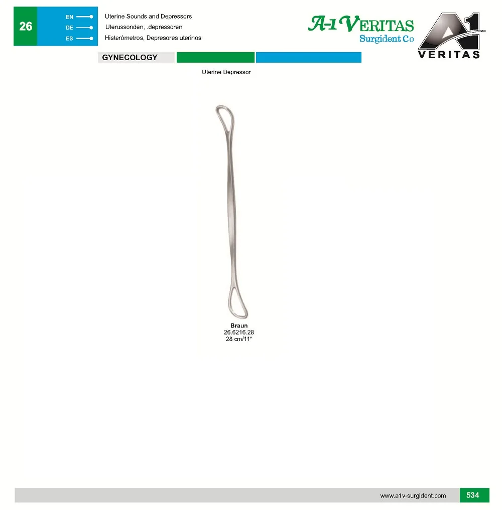 Best Quality Uterine Depressors, Obstetrics & Gynecology Equipments / Instruments Reusable, Stainless steel