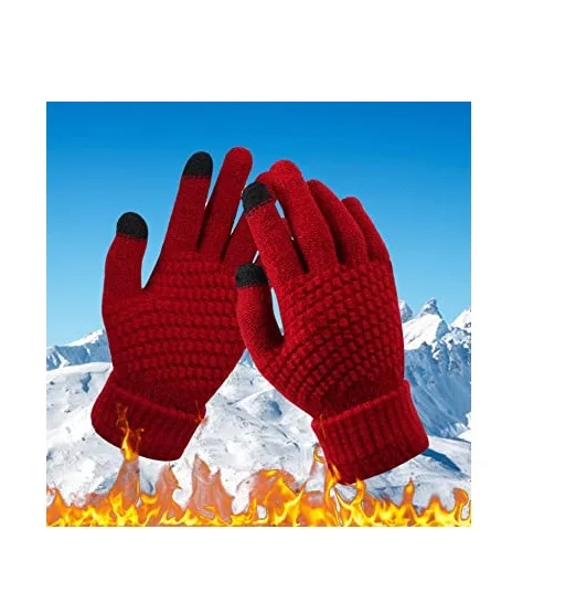 Dexam Professional Premium Quality Winter warm Stretchy Touchscreen Gloves Washable Women Knit Thermal Soft Lined Elastic Cuff