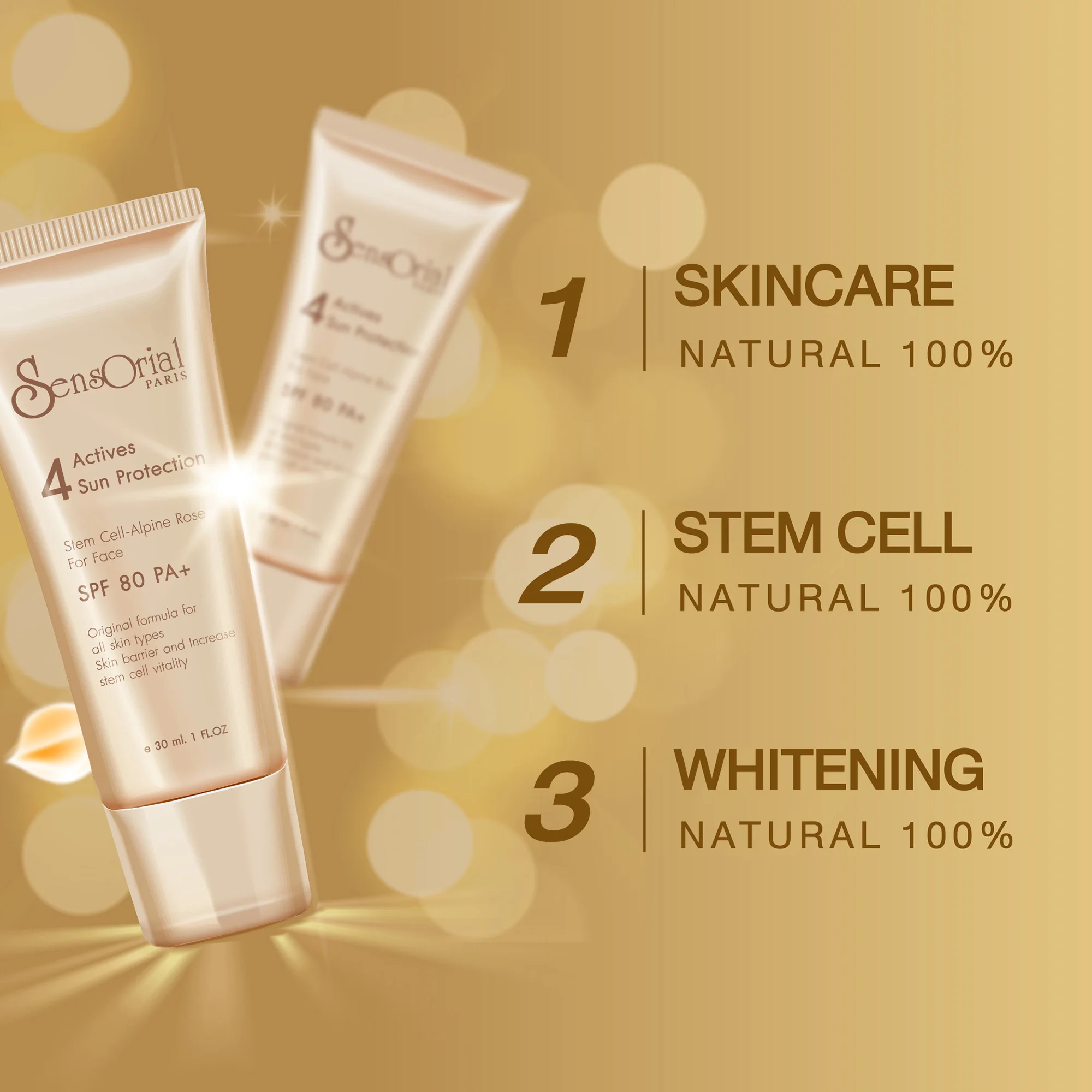 UV Protect Sun Block Lotion with Silk proteins extract Face Sun Cream Sunscreen SPF80 PA+ Water Proof 30 m