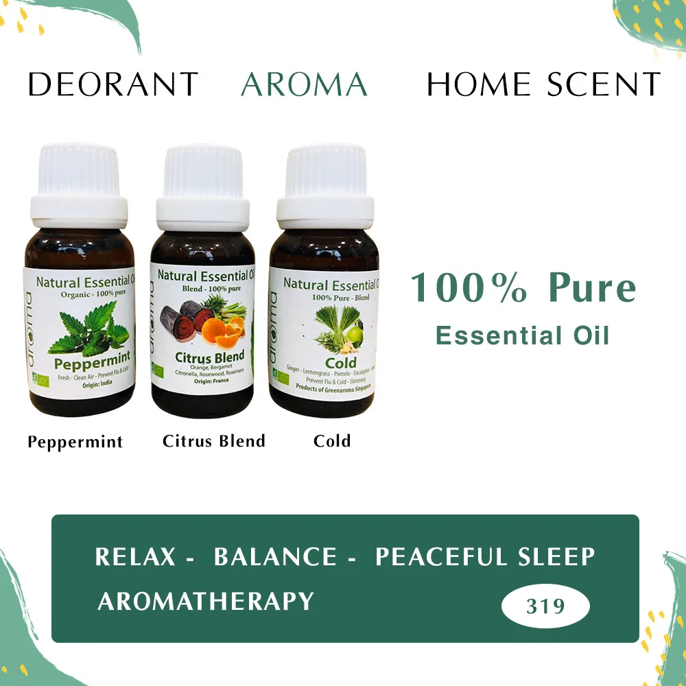 Set 3 Lavender Lemon Peppermint Essential Oil New Diffuser 100% Pure Aromatherapy Warming Massage Oil Relaxing Scentoil Deorant