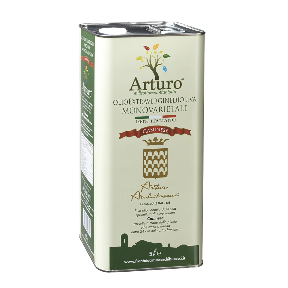 Best Extra Virgin Olive Oil 100 % Italian Cold Pressed Monocultivar Caninese Lt. 5 Can