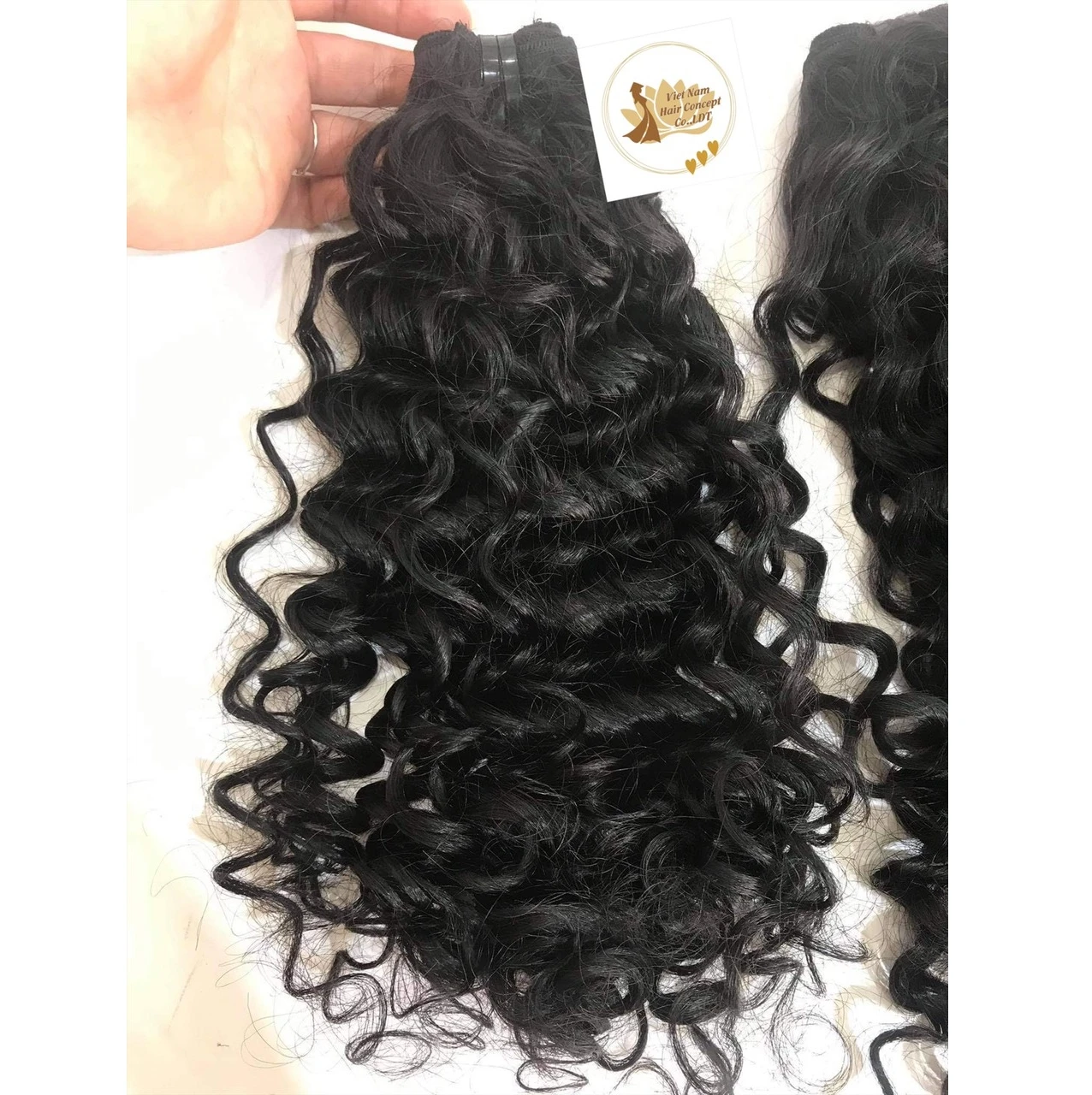 Best Seller High Quality Human hair extension Curly 1B virgin hair bundles, wholesale price Vietnam hair flat tip