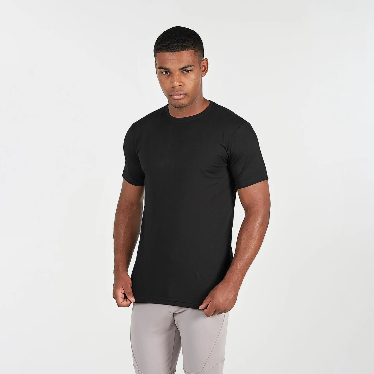 2023 Wholesale Hip Hop Muscle Fit Curved Hem White Cotton Custom Printing Logo Men T Shirt Casual Quantity Trend XXL