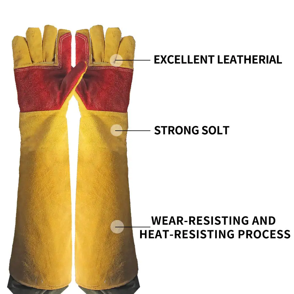 Leather Welding Gloves Extra Long Sleeves  Working welder Protect Gloves Wholesale factory price welding gloves