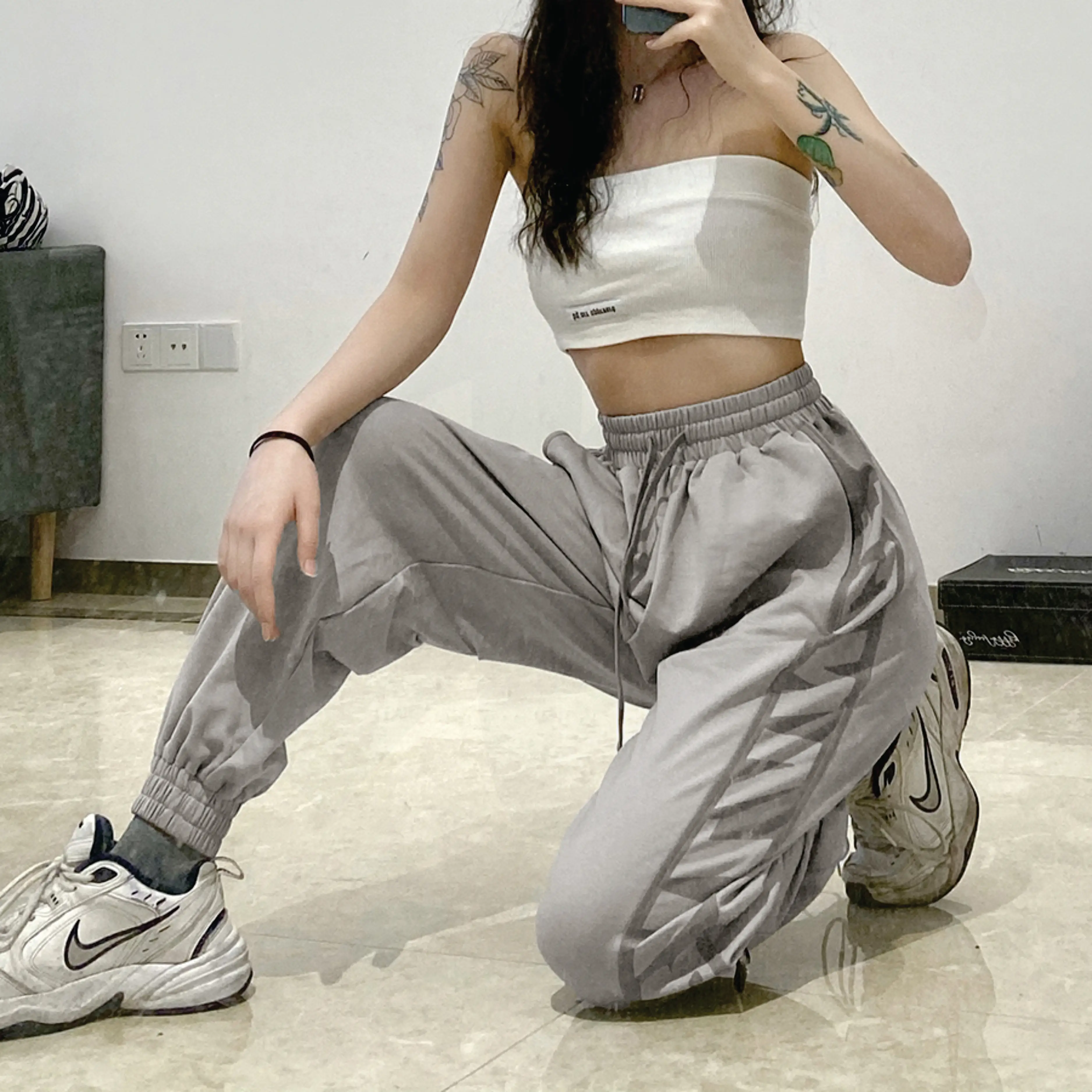jogger Women Women Ladies Baggy Pants Loose Fit Elastic Waist Black Jogger Women Casual Trouser