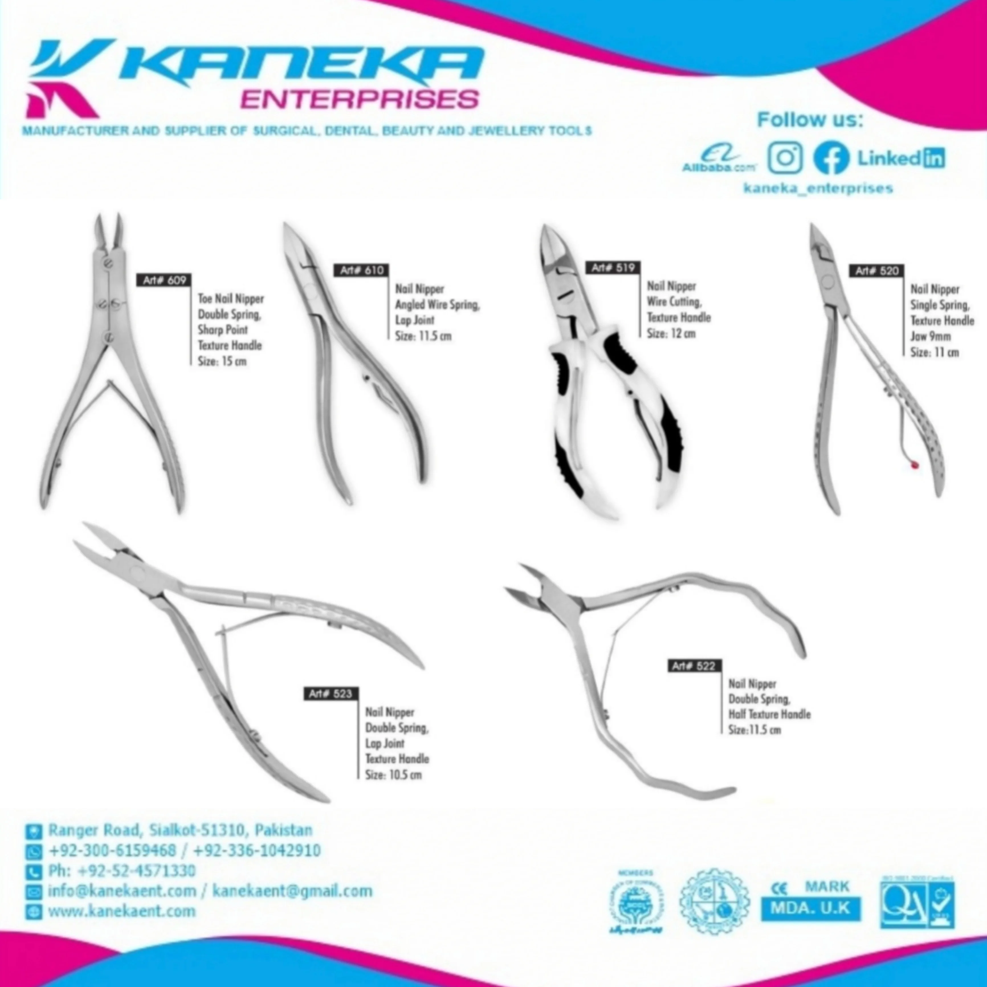 Professional Double Action Toe Nail Cutters Single Spring Nippers Clippers for Chiropody Podiatry Pedicure Nail Care Tools Set