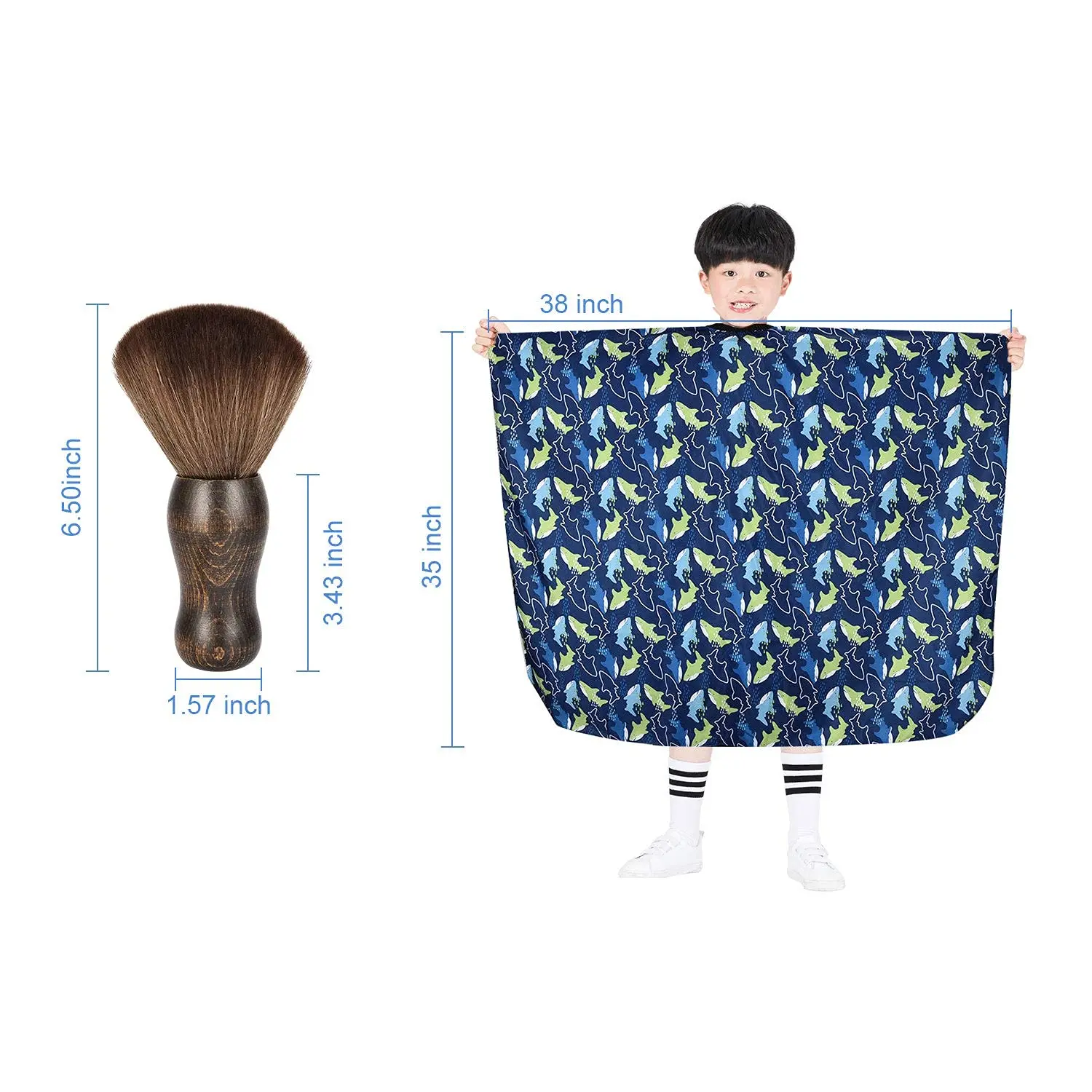 Adjustable Snap Closure Extra Long Cape Dolphin Haircut Apron for Kid