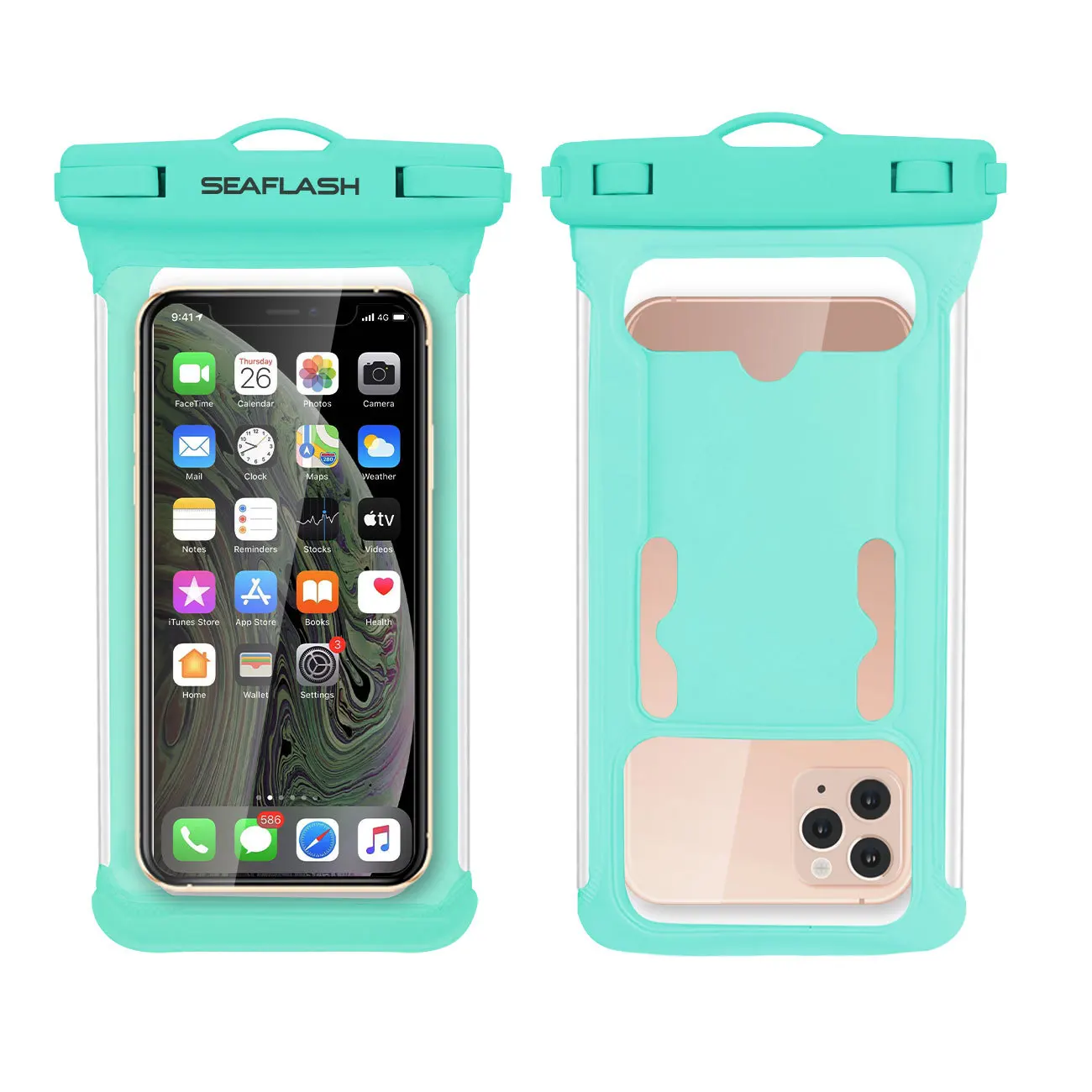 Snap Button Custom logo swimming floating mobile phone accessories transparent waterproof cellphone case bag