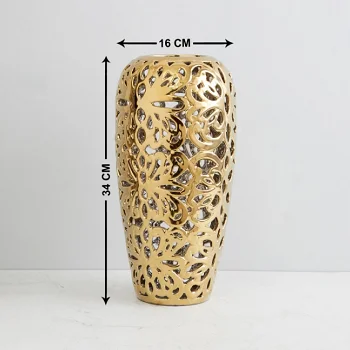 
Wholesale New Design Stellar Celestial Tall Carved Vase Latest Gold Plated Decorative Crystal Vase 