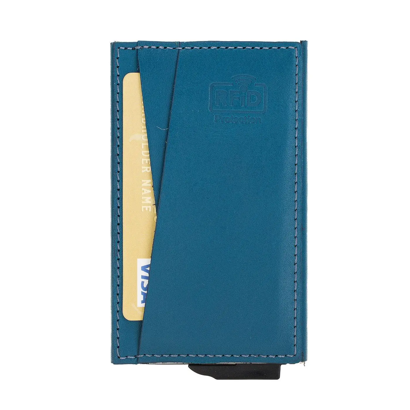 2021 Hot Selling  Fernando Leather Mechanism Card Holder with RFID