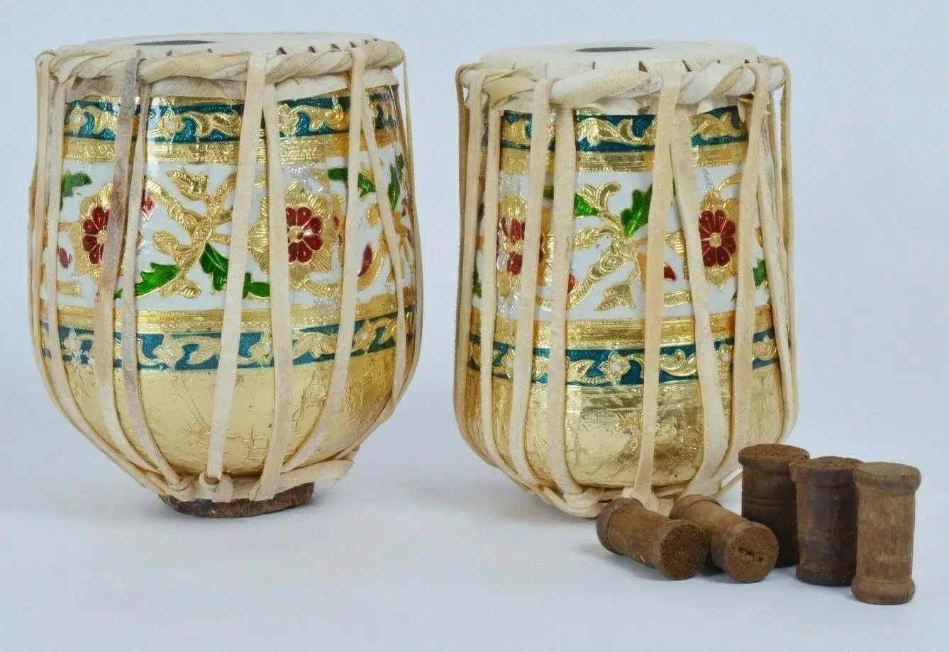 Meenakari  Decorative Mini Tabla Set  Educational Musical Instrument Meenakari Table Set Chrome Finish