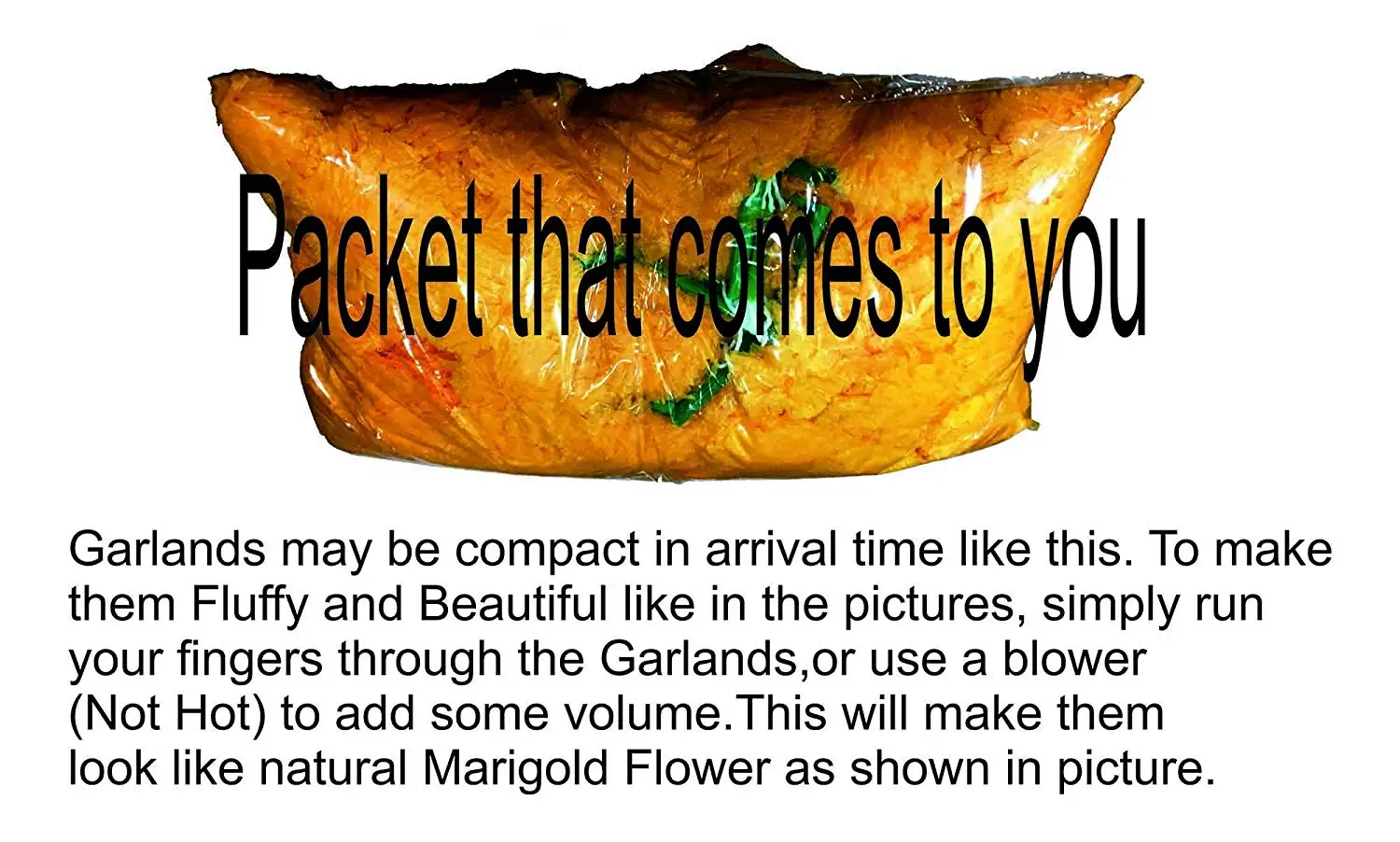 Hot Sale  Artificial Marigold flower garlands 5 ft long- yellow use in parties, celebrations, Indian weddings themed event