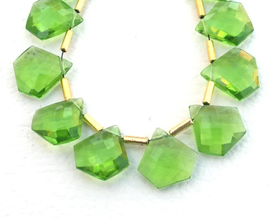 peridot quartz diamond shape stone faceted gemstone top drilled gemstone handmade stone jewelry making gemstone faceted quartz