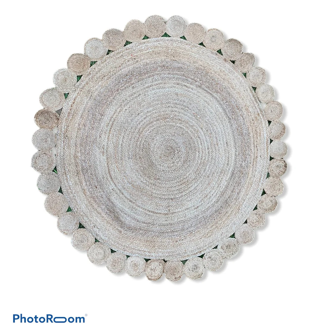 Beautiful New Design Round Customizable Rustic Handwoven Hand Braided Rag 100%Natural Fiber Hemp Jute Floor Mat Rug Carpet