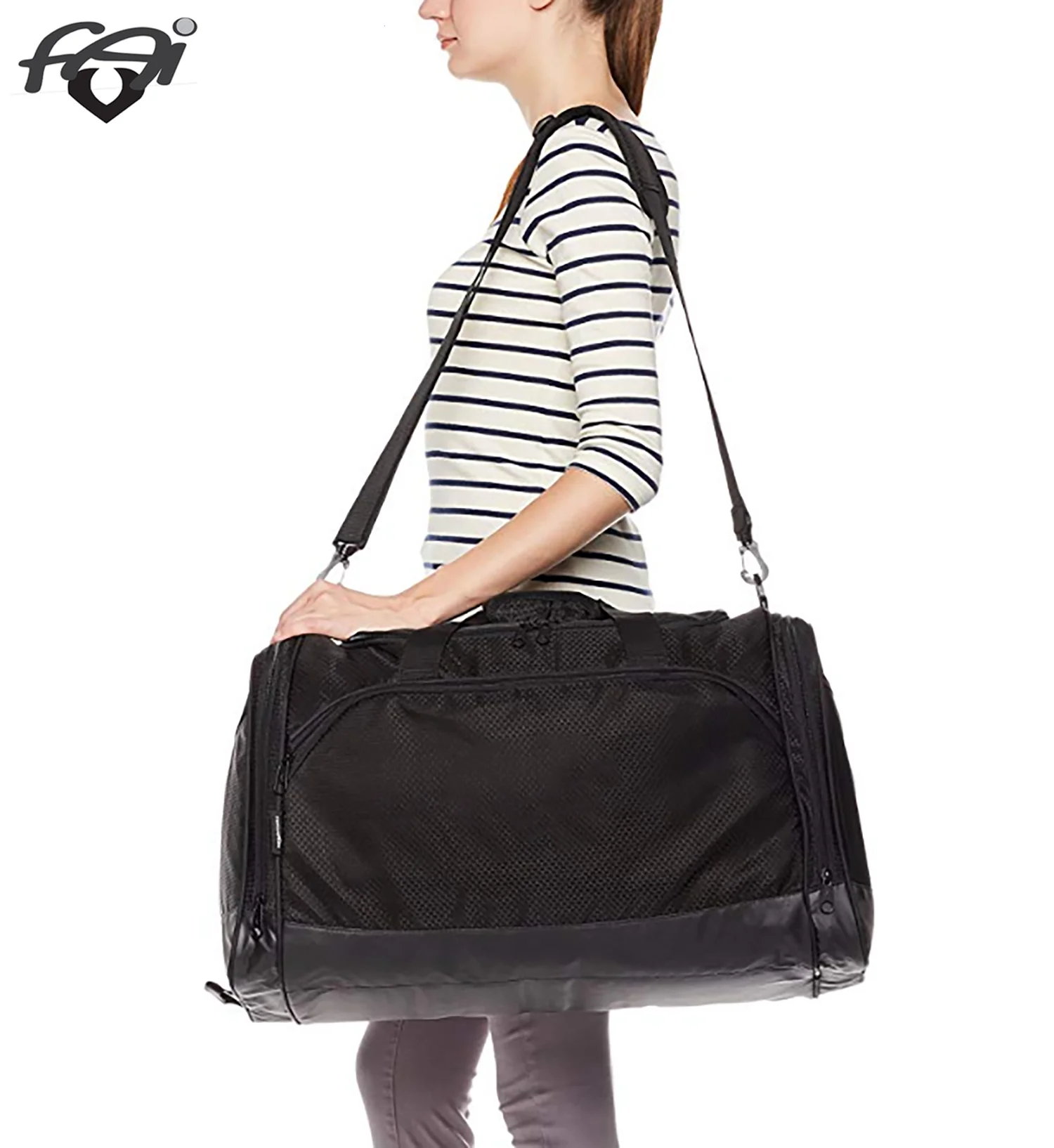 Sports Gym Bag Fitness Training Yoga Bags Duffel Tote Travel Handbag Large PU Leather 2021 Hot Men Black Custom Unisex Shoulder