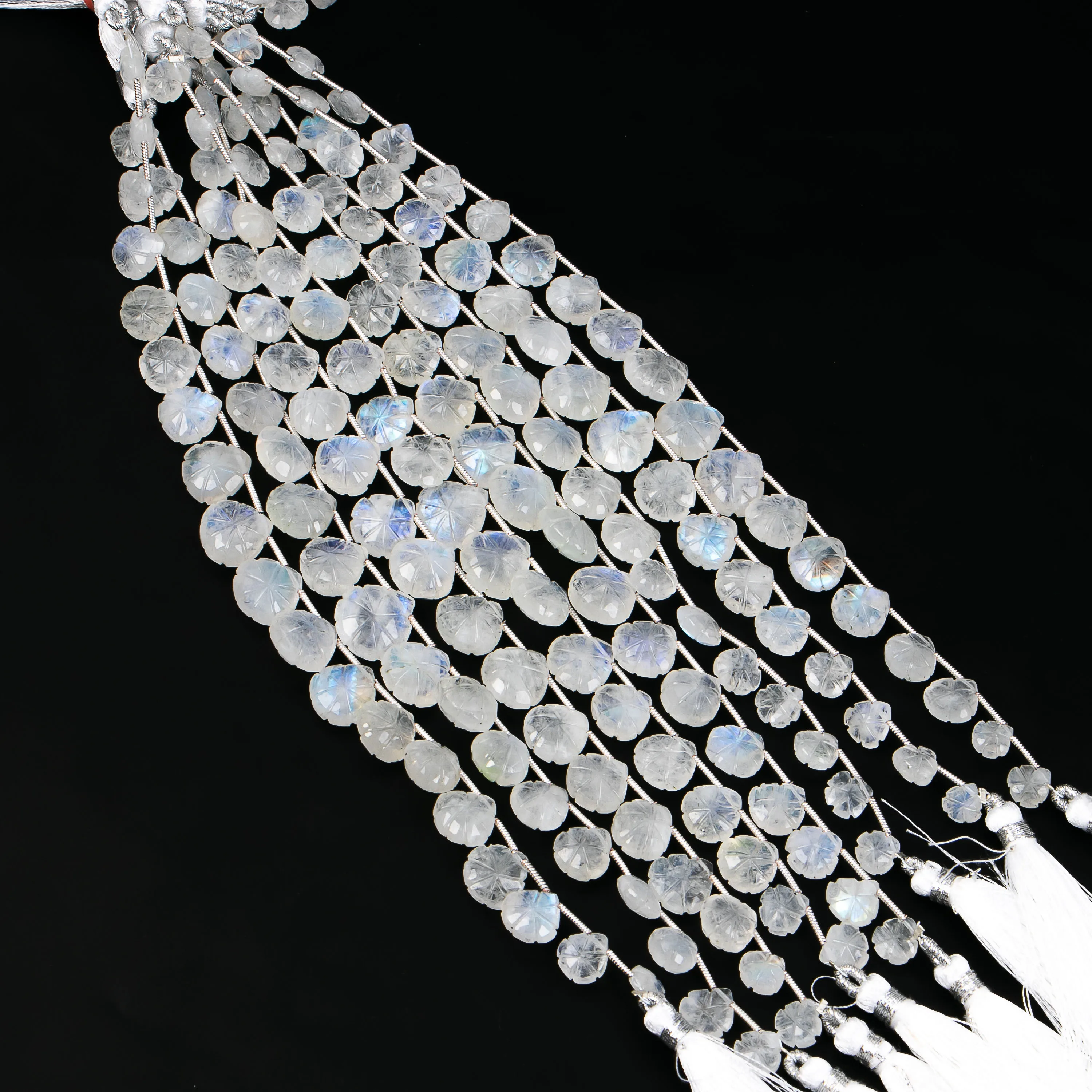 Натуральный Радужный Лунный Камень цветок резьба в форме сердца бусины оптовая продажа производитель драгоценных