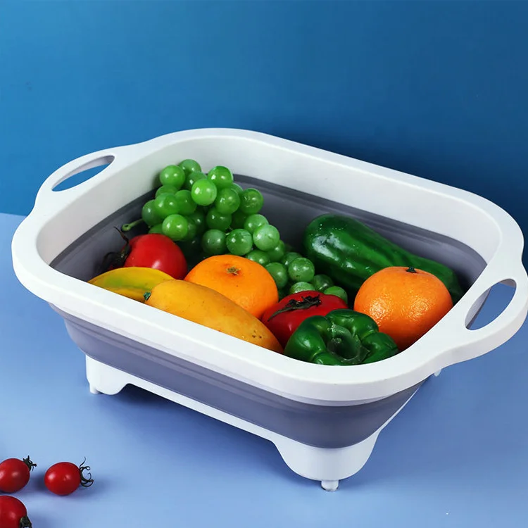 Kitchen Gadget Chopping Board Plastic Folding Cutting Boards Collapsible Basket Portable Drainer