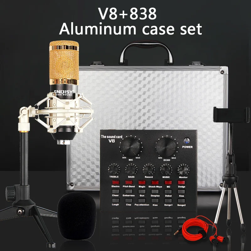 Персонализированная профессиональная звуковая карта V8 Usb + микрофон в алюминиевом