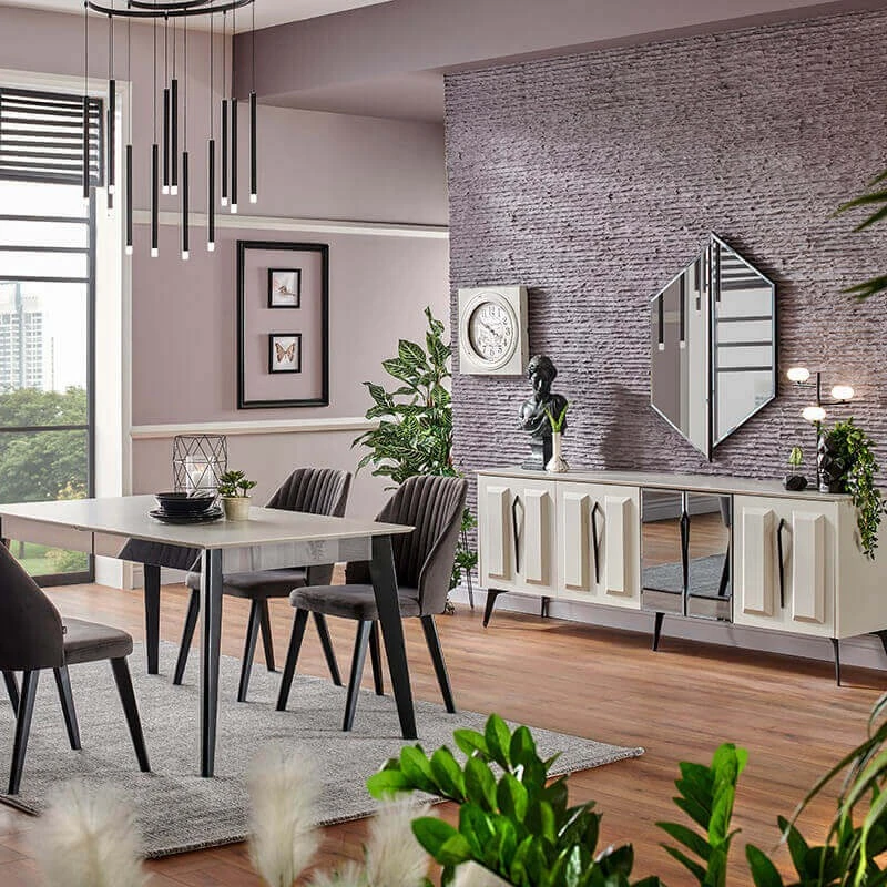 Modern Dining Room New Modern Foshan Style Dining Room Furniture Set Table Chairs Console Cabinet Dining room sets, o(iDER AKiK)