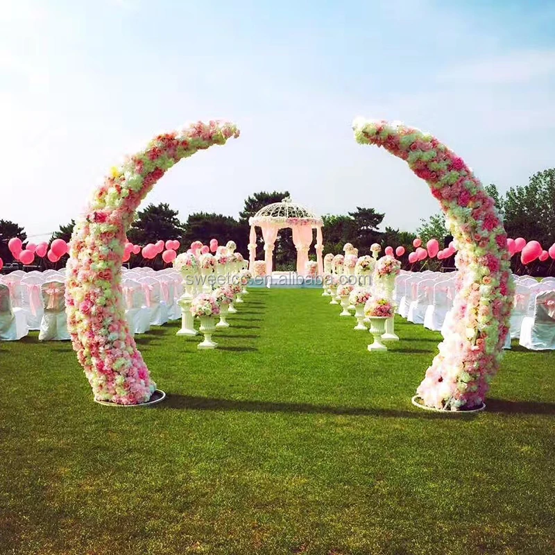 Hot sale hollow out moon shape wedding metal backdrop arch for wedding stage decoration
