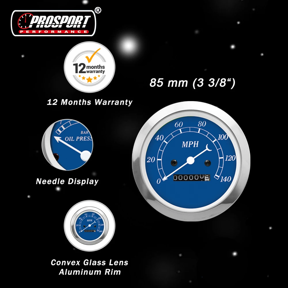 Набор игольчатых датчиков 85 мм 52 Классическая серия синий белый цвет 6 метров в комплекте электрический спидометр тахометр температура воды Вольт