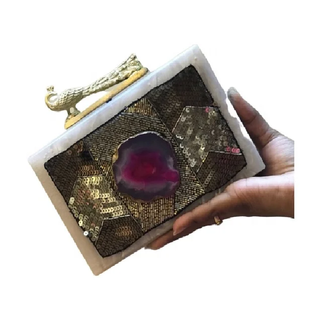 Very Beautiful Hot Selling Handcrafted Ladies Resin Rhinestone Clutch