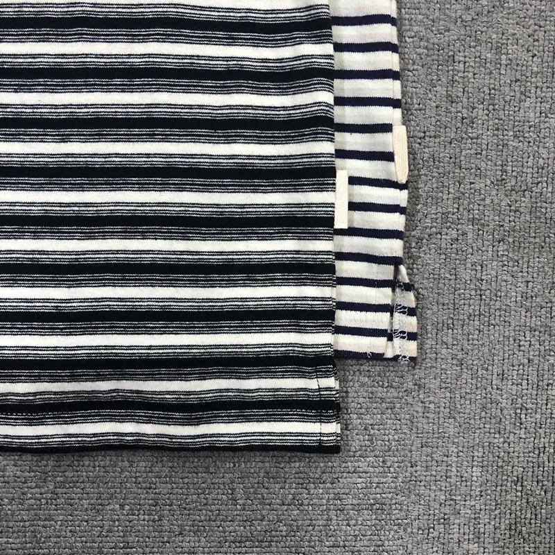 Wholesale Cheap Men Stripe-Shirts In Bulk Yarn Dyed Knit Tee Oversized Youth T Shirt