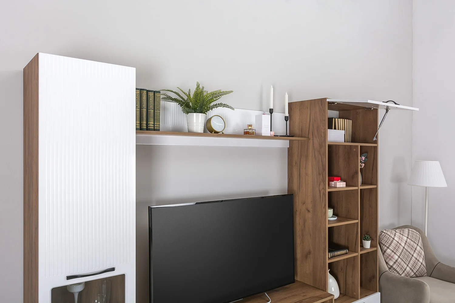 
Wholesale wooden furniture Living Room TV Stand with lightning Home TV Entertainment Center Table 