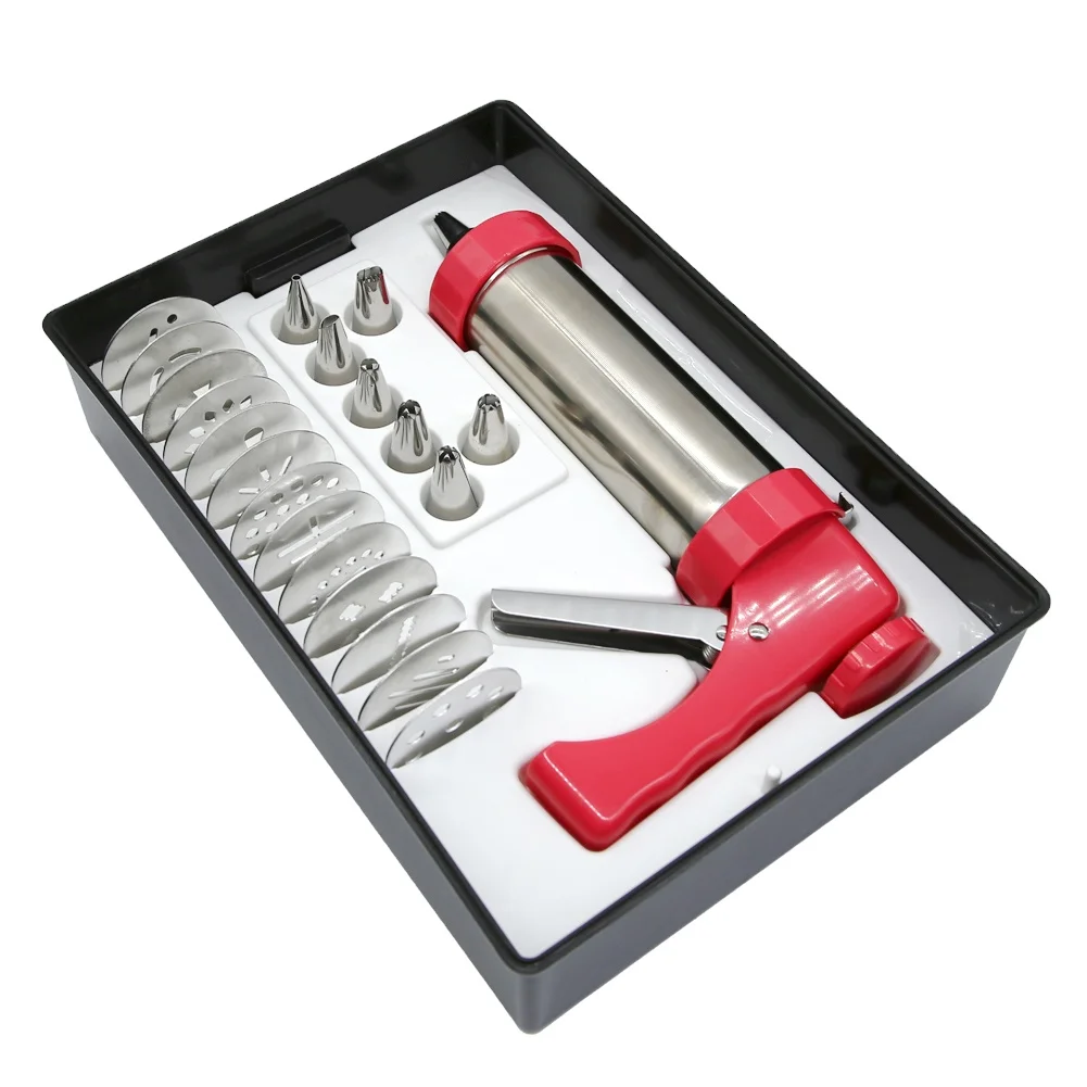 
High quality household manual small biscuit making machine with 13 Press Molds & 8 Pastry Piping Nozzles 