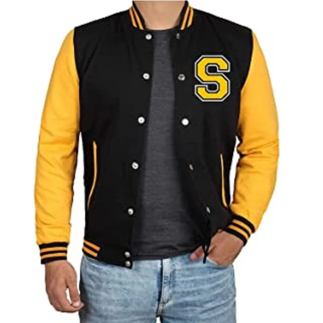 Black Red Varsity Jacket Letterman Baseball Jacket with Customized Logo and Style