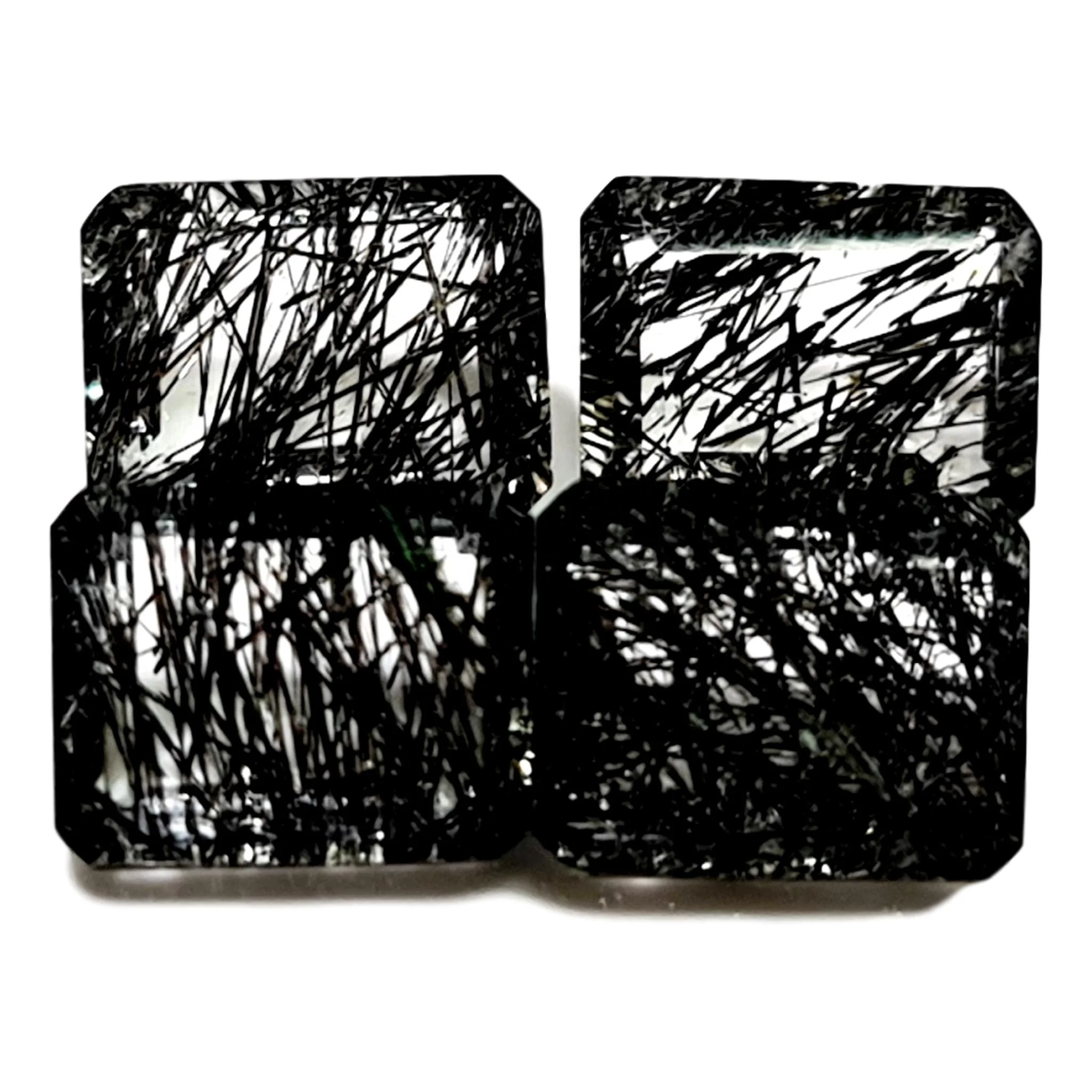 Black rutile quartz gemstone octagon cut. all other shapes and sizes cut ion custom orders.