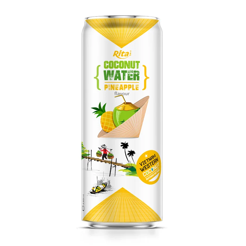 Manufacturing Companies Vietnam Best Sell Natural Coconut Water with Pineapple Juice in 330 Ml Alu Can Box White Fruit Juice