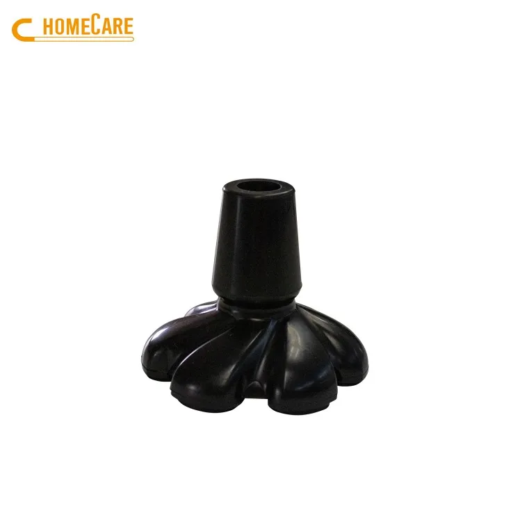Black rubber special flower design walking offset cane stick tip