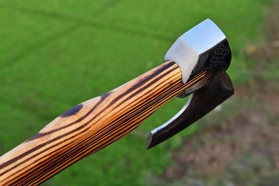 Топор викингов из углеродистой стали ручной работы на заказ Медный топор для выживания уличный с деревянной ручкой