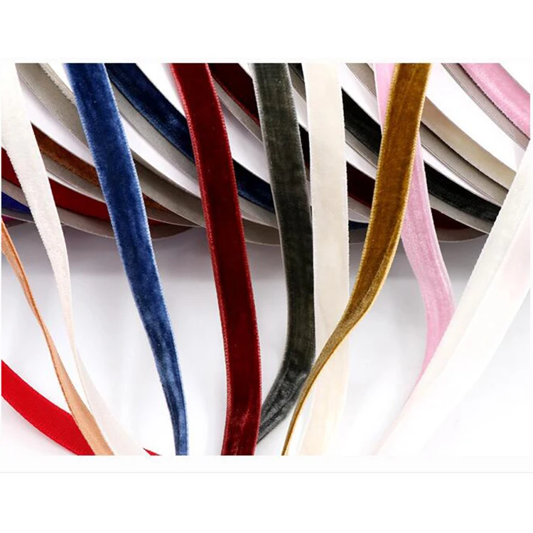 Garment decoration use colorful velvet ribbon 10mm soft velvet fabric ribbon wholesale