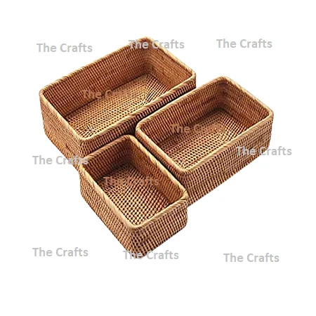 Bamboo Rattan Basket Set Of Five Different Size Storage Clothes Basket For Books Clothes And Vegetables Use