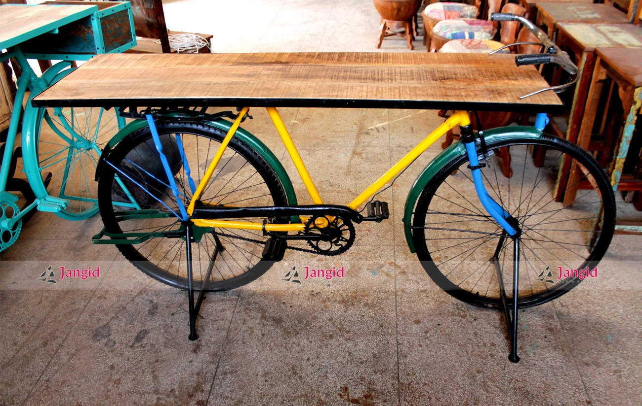 Iron and Wooden Cycle Bar Table